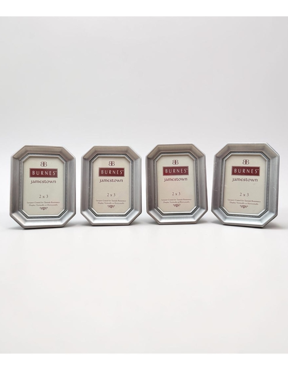 Burnes Set of 4 Silver Picture Frames 2x3 Photo Mini Small